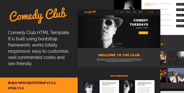 دانلود قالب سایت Comedy Club – قالب سرگرمی ریسپانسیو و حرفه ای HTML