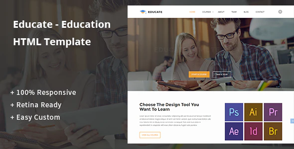 دانلود قالب سایت Educate - قالب آموزشگاه و تحصیلات HTML