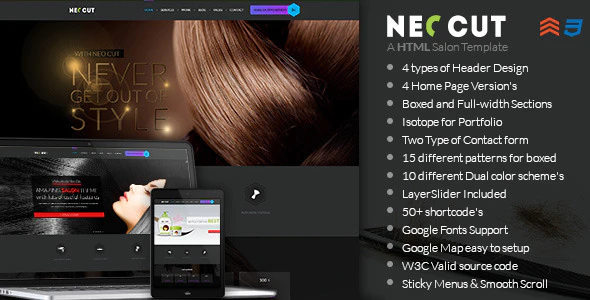 دانلود قالب سایت NEO CUT - قالب آرایشگاه و سالن زیبایی HTML