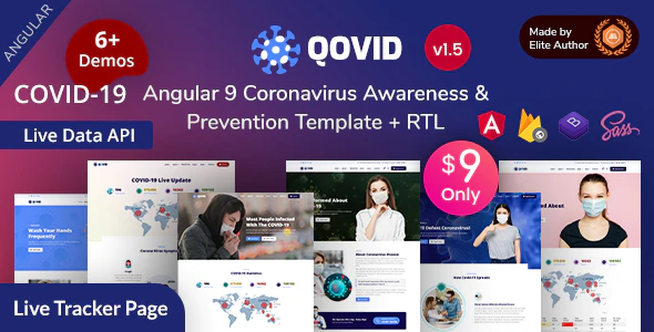 دانلود قالب سایت Qovid - قالب پزشکی و درمانگاه Angular 9