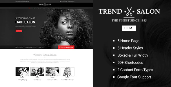 دانلود قالب سایت Trend Salon - قالب سالن زیبایی و آرایشگاه HTML