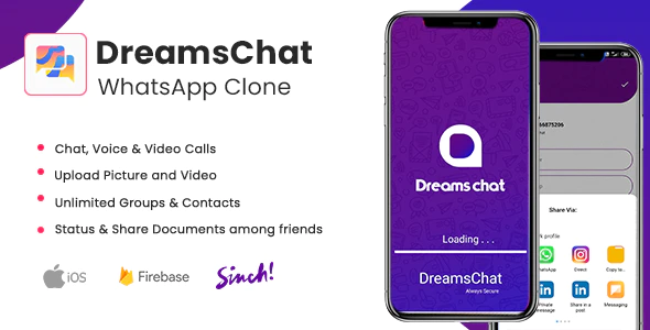 دانلود سورس اپلیکیشن اندروید DreamsChat - پیام رسان صوتی و تصویری اندروید
