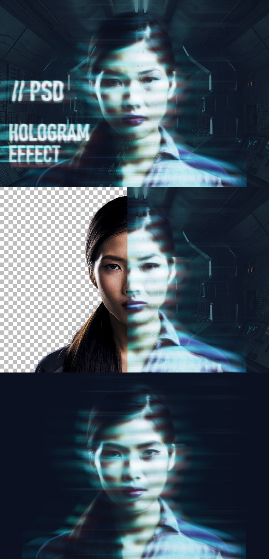 Photo Hologram Effect Mockup