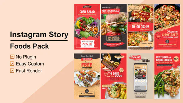 دانلود پروژه افتر افکت Food Instagram Stories - مجموعه استوری های اینستاگرام