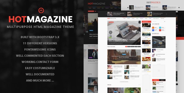 دانلود قالب سایت Hotmagazine - قالب حرفه ای مجله خبری HTML