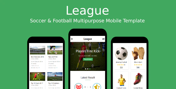 دانلود قالب سایت League - قالب موبایل سایت فوتبالی و ورزشی HTML