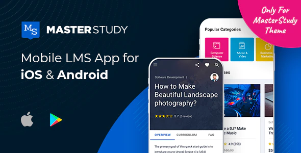 دانلود سورس اپلیکیشن iOS و اندروید MasterStudy LMS Mobile App