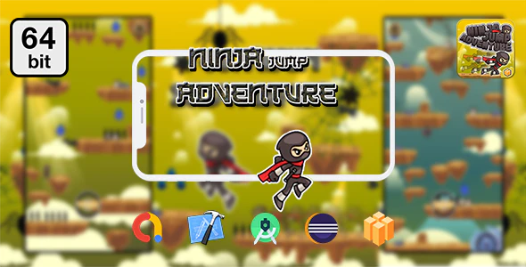 دانلود سورس اپلیکیشن اندروید Ninja Jump Adventure - بازی نینجا جامپ اندروید