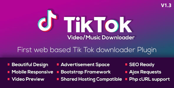 دانلود اسکریپت TikTok Video and Music Downloader with no Watermark