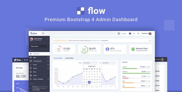 دانلود قالب مدیریت Flow Pro - قالب داشبورد و مدیریتی بوت استرپ 4