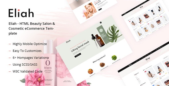 دانلود قالب سایت Edit Eliah - قالب سالن زیبایی و فروشگاه لوازم آرایشی HTML
