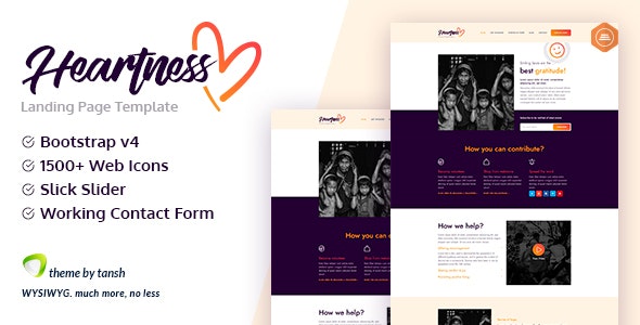 دانلود قالب سایت Heartness - قالب سایت سایت خیریه و کمک های مردمی HTML
