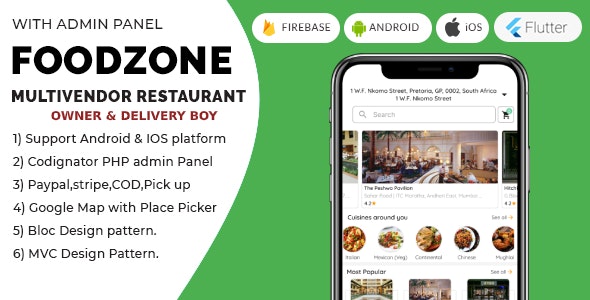دانلود سورس اپلیکیشن اندروید و iOS رستوران و تحویل غذا FoodZone