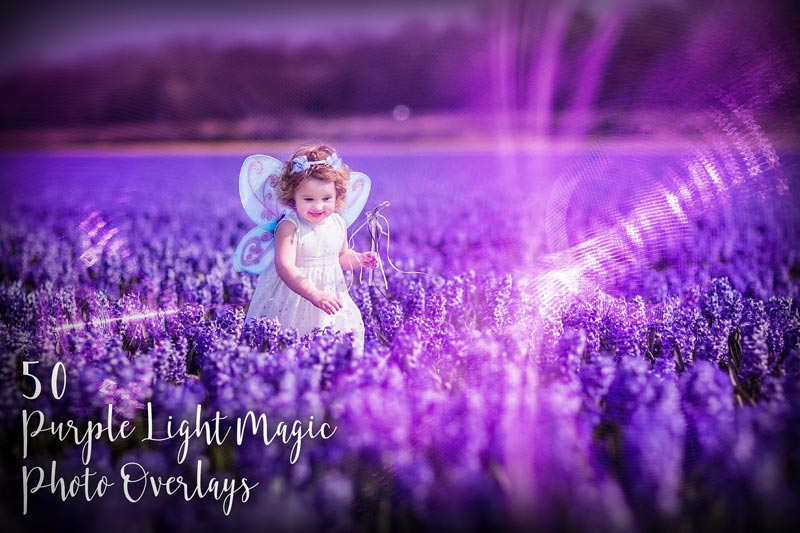 دانلود اکشن فتوشاپ 50 Purple Light Magic Photo Overlays