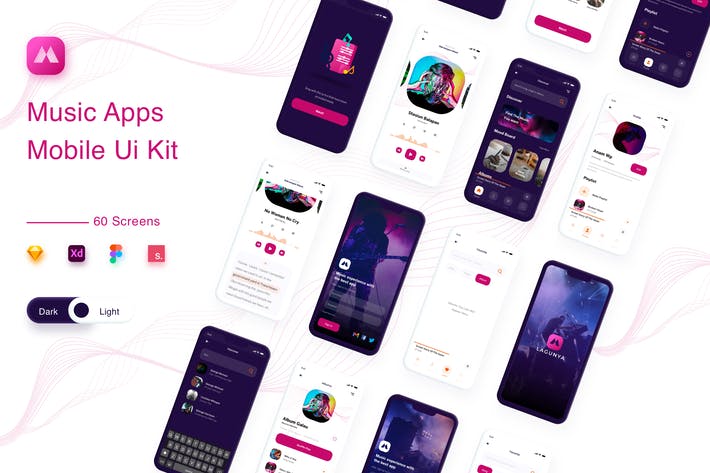 دانلود UI Kit اپلیکیشن موسیقی و استریم موبایل Lagunya