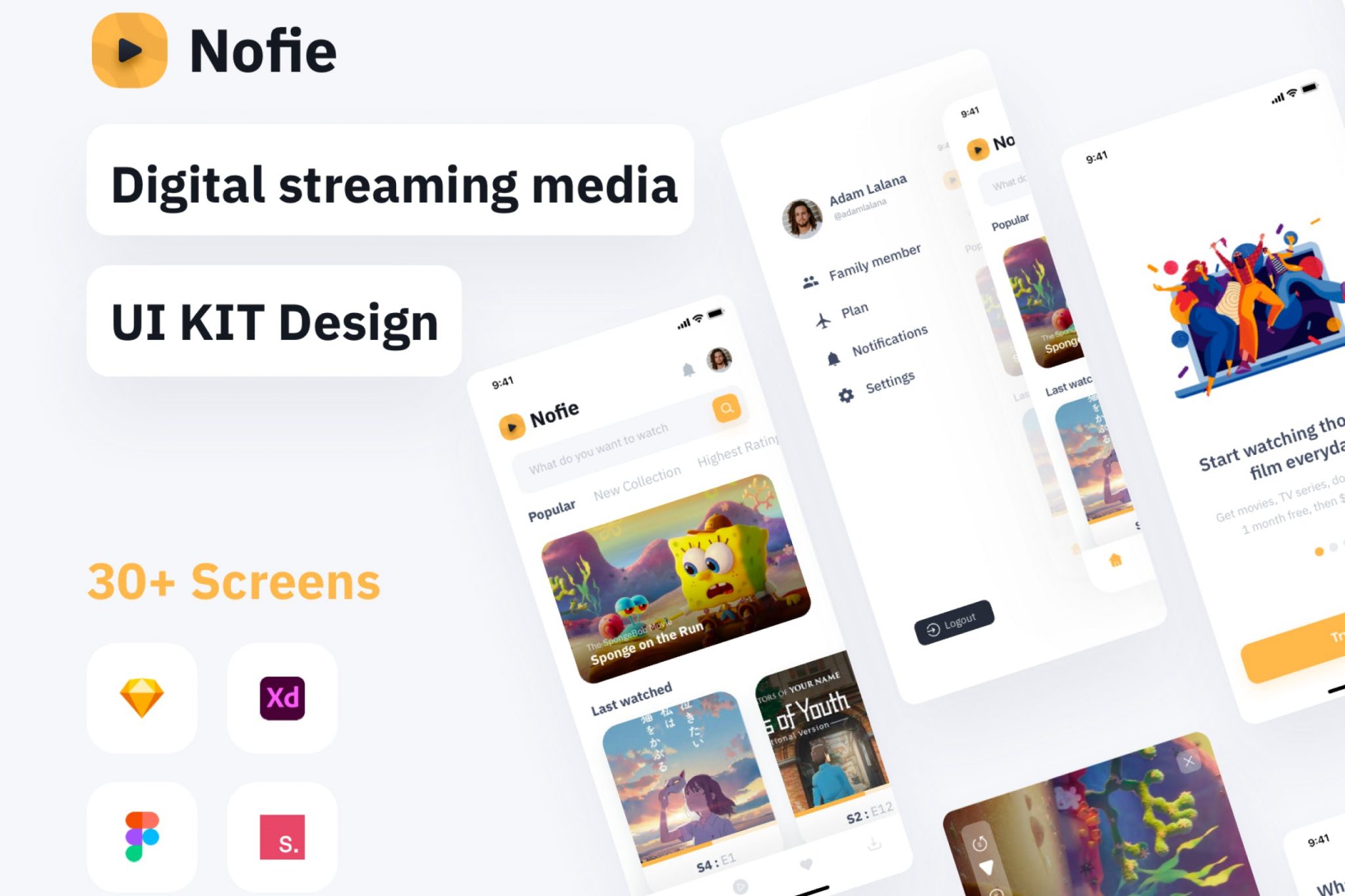 دانلود UI Kit اپلیکیشن فیلم و سریال موبایل Nofie