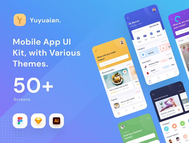 دانلود UI Kit چند منظوره موبایل Yuyuaian