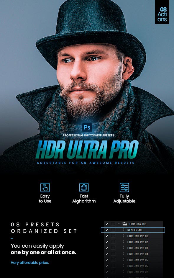 دانلود اکشن فتوشاپ 08 HDR Ultra Pro