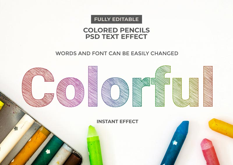 Colourful Pencil Sketch Text Effect