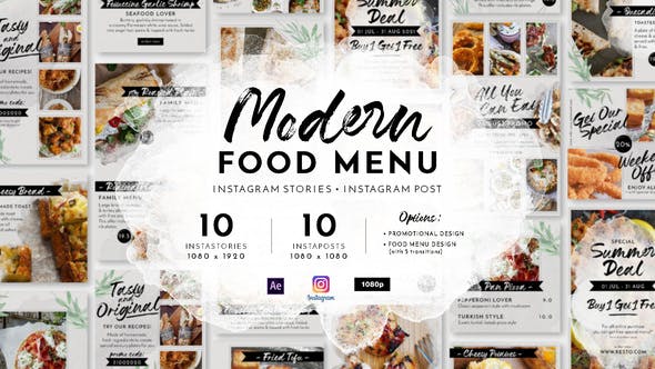 دانلود پروژه افتر افکت Modern Food Menu Instagram Stories