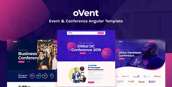 دانلود قالب سایت Ovent - قالب مدیریت رویداد حرفه ای Angular