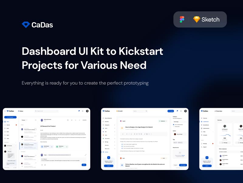 دانلود UI Kit و رابط کاربری لایه باز CaDas Dashboard UI Kit