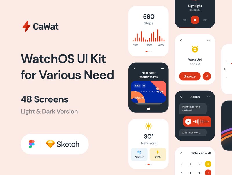 دانلود UI Kit و رابط کاربری لایه باز CaWat WatchOS UI Kit