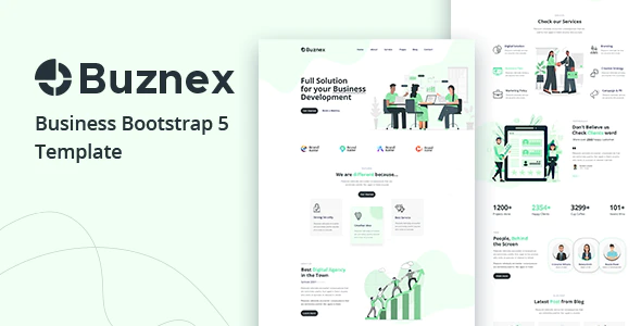 دانلود قالب سایت Buznex - قالب شرکتی و حرفه ای بوت استرپ 5