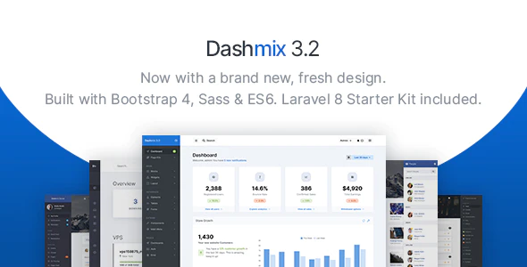 دانلود قالب سایت Dashmix - قالب مدیریت و داشبورد لاراول و بوت استرپ 4