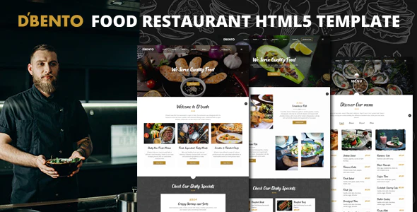 دانلود قالب سایت Dbento - قالب رستوران حرفه ای HTML5