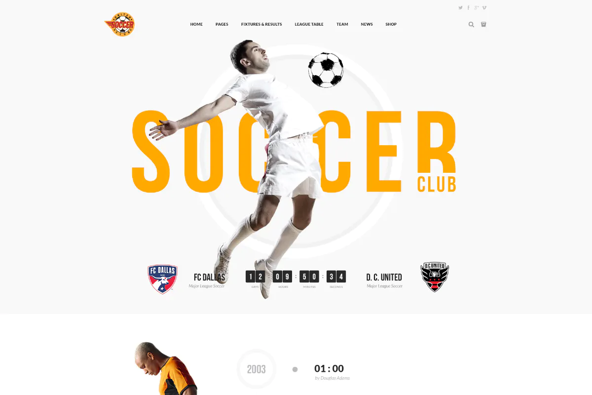 دانلود نسخه اورجینال قالب وردپرس Soccer Club - پوسته باشگاه فوتبال وردپرس