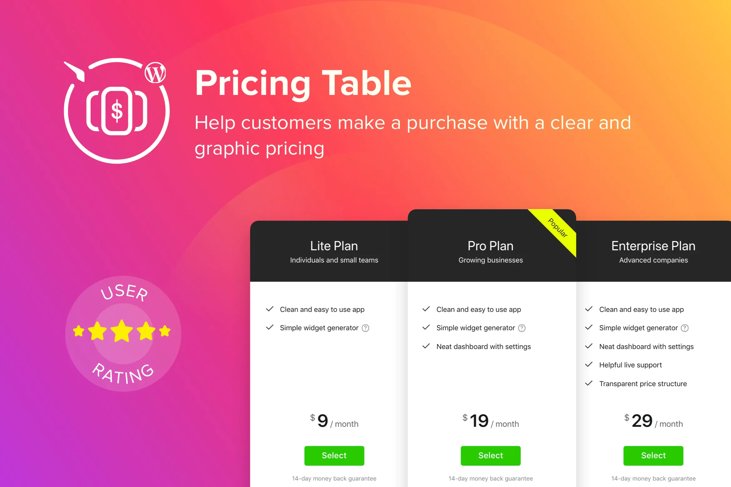 دانلود نسخه اورجینال افزونه وردپرس WordPress Pricing Table Plugin