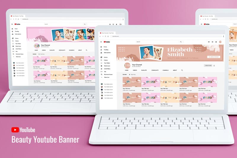 دانلود UI Kit و رابط کاربری لایه باز Youtube Channel Art - Beauty Vloger