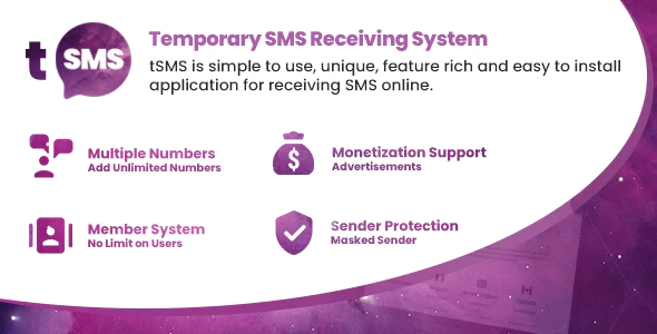 دانلود اسکریپت tSMS - سیستم دریافت پیام کوتاه موقت