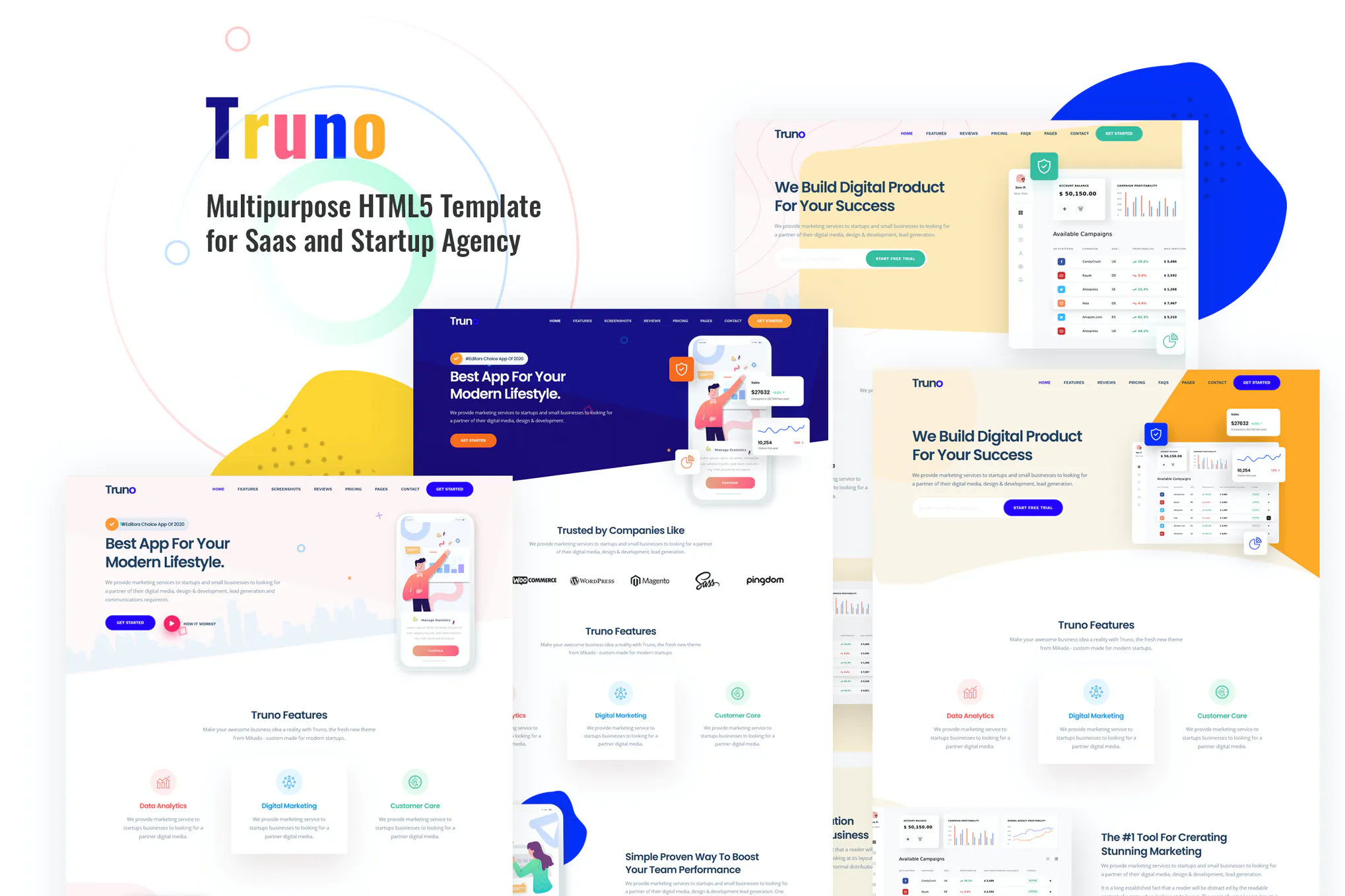 دانلود قالب سایت Truno - قالب شرکتی و استارت آپ HTML5
