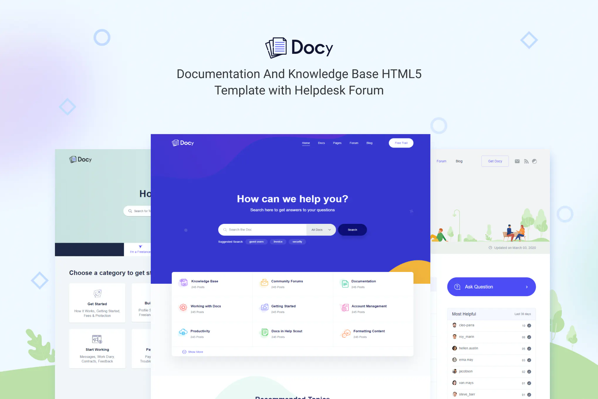 دانلود قالب سایت Docy - قالب مستندات و پایگاه دانش HTML5