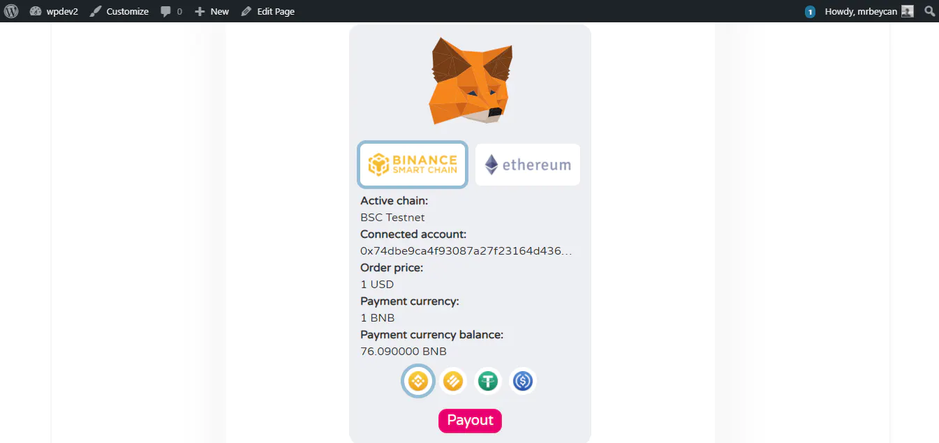 CryptoPay WooCommerce Cryptocurrency pay plugin 2