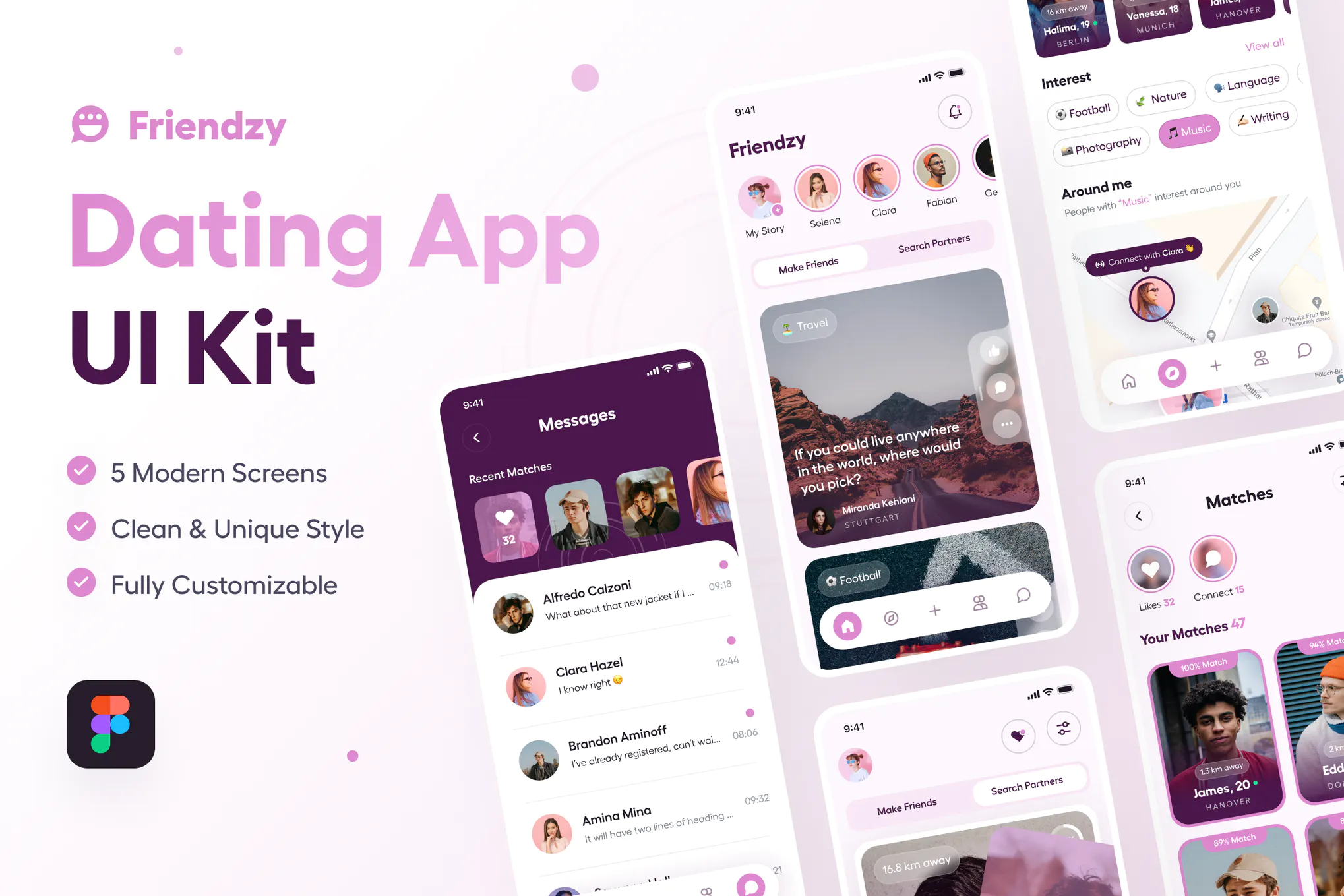 دانلود رابط کاربری Friendzy - Dating App UI Kit