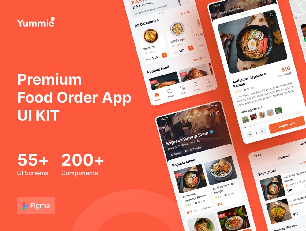 دانلود رابط کاربری موبایل Yummie Premium Food Order