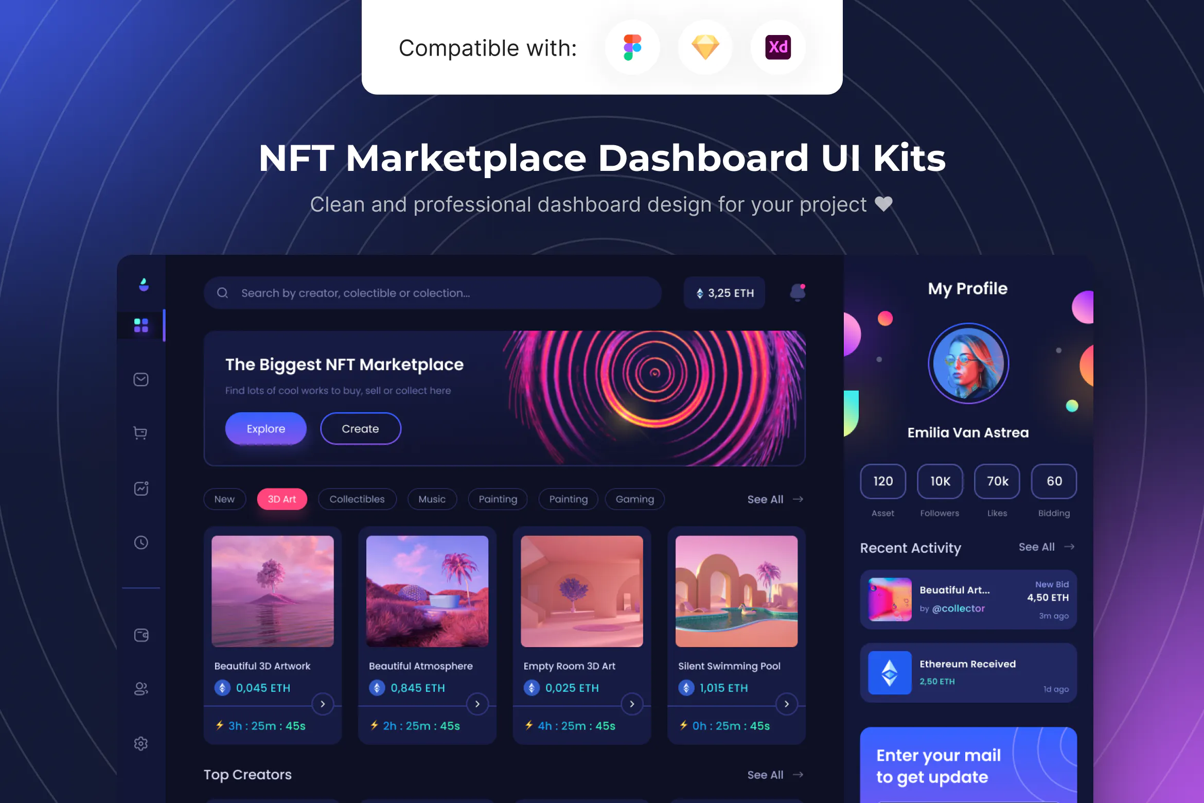 دانلود رابط کاربری و قالب NFT Marketplace Dashboard