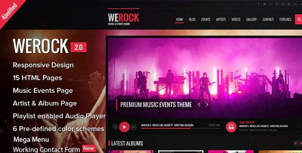 دانلود قالب سایت WeRock - قالب سایت استریم موزیک و پادکست HTML