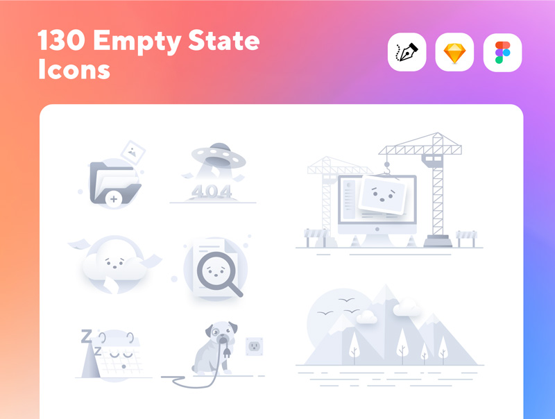 دانلود مجموعه 130 آیکون Empty State Icons