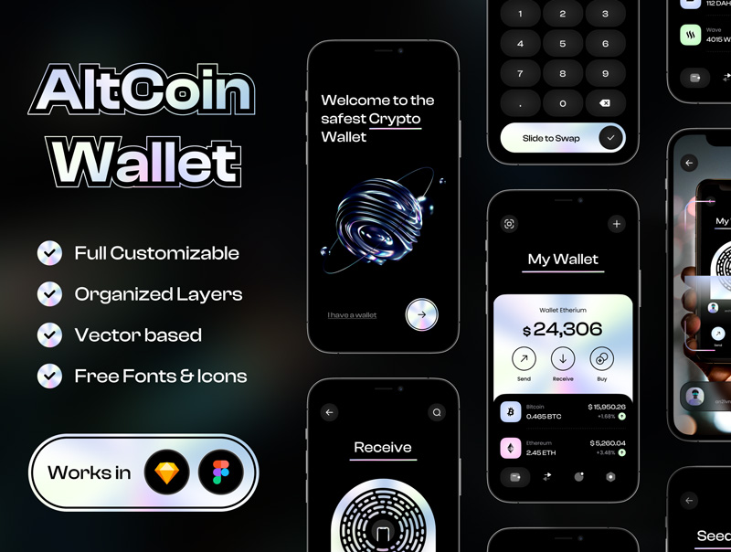 دانلود رابط کاربری Crypto Wallet UI Kit