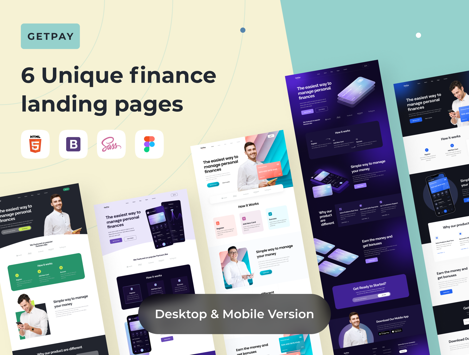 GetPay - 6 Unique Finance Landing Pages