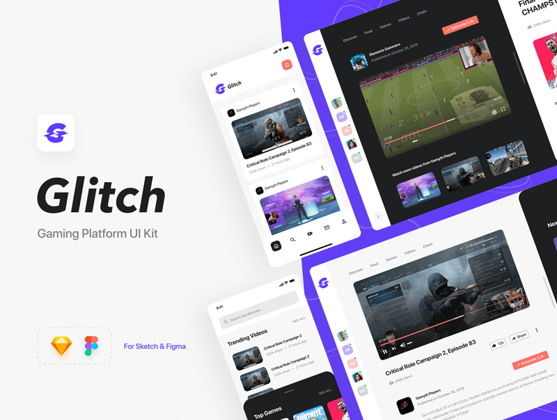 دانلود رابط کاربری Glitch Gaming Platform UI Kit