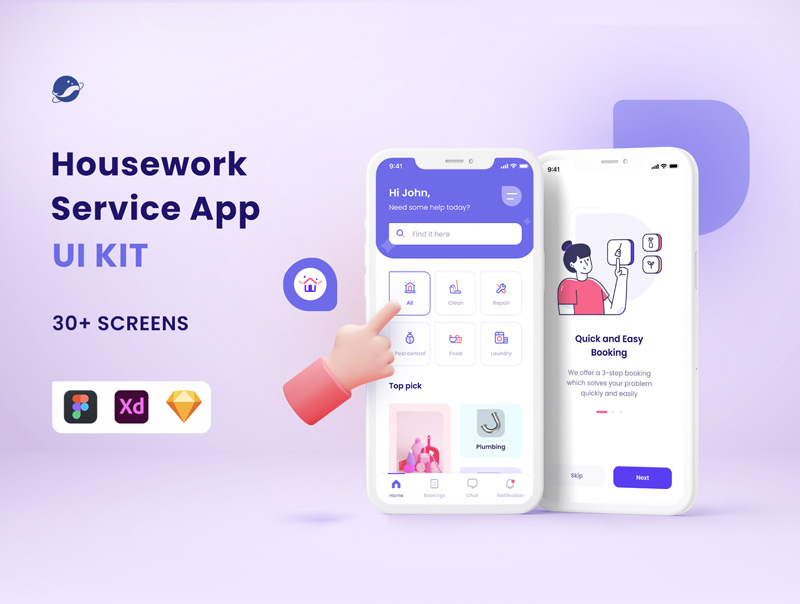 دانلود رابط کاربری Housework Service App UI Kit
