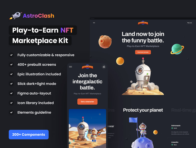AstroClash: Play-to-Earn NFT Marketplace Kit