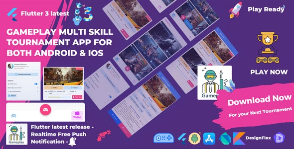دانلود سورس کد فلاتر Gameplay Multi Skill Tournament App