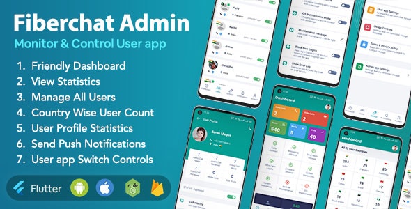 دانلود سورس کد فلاتر Fiberchat ADMIN App