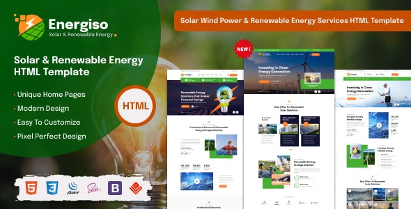 دانلود قالب سایت خدمات فناوری و انرژی خورشیدی Energiso